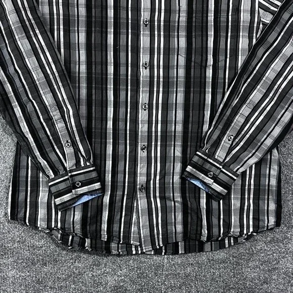 Tommy Bahama Long Sleeve Striped Black White Gray Cotton/Silk Blend Large - Picture 4 of 11